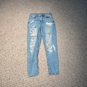 American Eagle Ripped Light Blue Mom Jeans